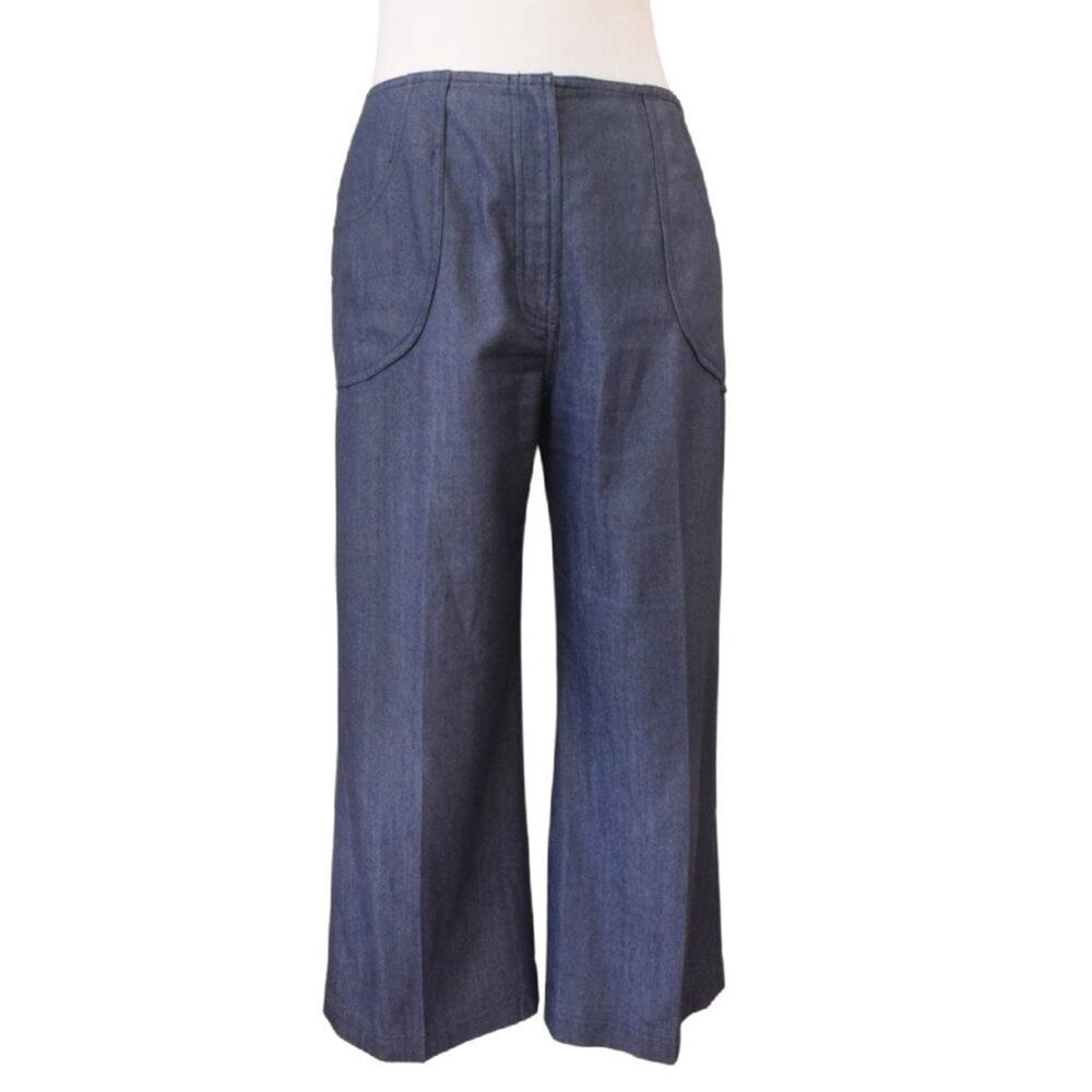 David Meister Navy Wide Leg Culottes Cropped Pants